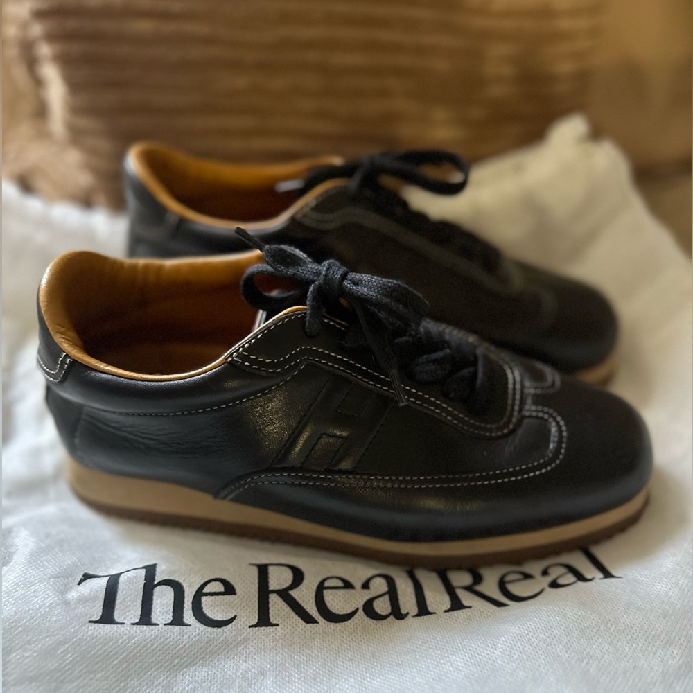 Hermès Quick Low Black Leather Top Sneakers